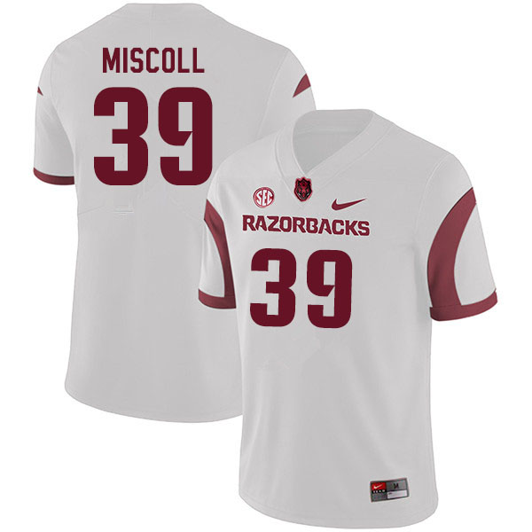 Men #39 John Miscoll Arkansas Razorbacks College Football Jerseys Sale-White